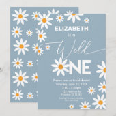 Boho Daisies Wild One Birthday Party invitation 招待状 (正面/裏面)