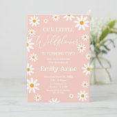Boho Daisies Wildflower Birthday party invitation 招待状 (スタンド正面)