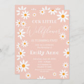 Boho Daisies Wildflower Birthday party invitation 招待状 (正面/裏面)
