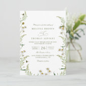 Boho Daisy Beidge Wildflower QR Code Wedding 招待状 (スタンド正面)