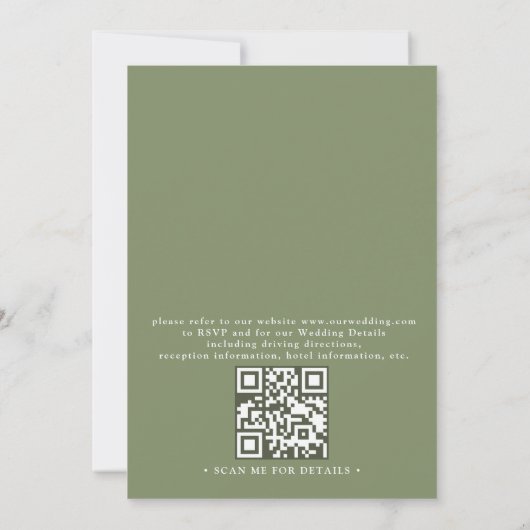 Boho Daisy Beidge Wildflower QR Code Wedding 招待状 (裏面)