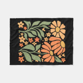 Boho Daisy Flower,retro Floral Funny Gift Tee Wome フリースブランケット (正面(横))