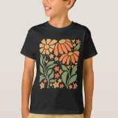 Boho Daisy Flower,retro Floral Funny Gift Tee Wome Tシャツ (正面)