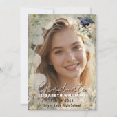 Boho Daisy Pampas Grass Photo Graduation 案内状 (正面)