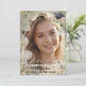 Boho Daisy Pampas Grass Photo Graduation 案内状 (スタンド正面)