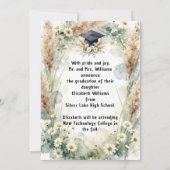 Boho Daisy Pampas Grass Photo Graduation 案内状 (裏面)