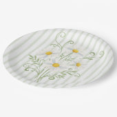 Boho Daisy Silly Goose Sage Green Baby Shower ペーパープレート (アングル)
