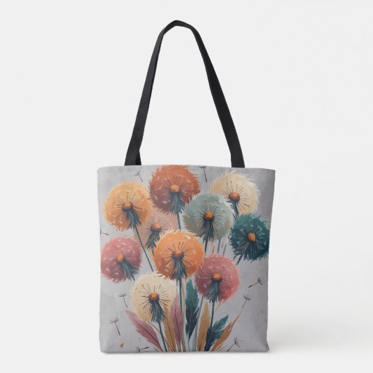 Boho Dandelion Flowers トートバッグ (裏面)