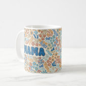 Boho Dark Blue Mama Floral Pattern Mother's Day コーヒーマグカップ (正面左)