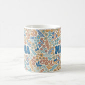 Boho Dark Blue Mama Floral Pattern Mother's Day コーヒーマグカップ (中央)