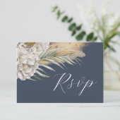 Boho Dark Blue Watercolor Floral RSVP (スタンド正面)