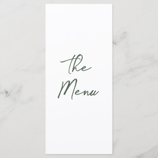 Boho Dark Moss Green Hand Drawn Floral Wedding メニュー (裏面)