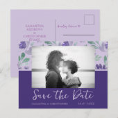 Boho Dark Purple Save the Date 結婚's ポストカード (正面/裏面)