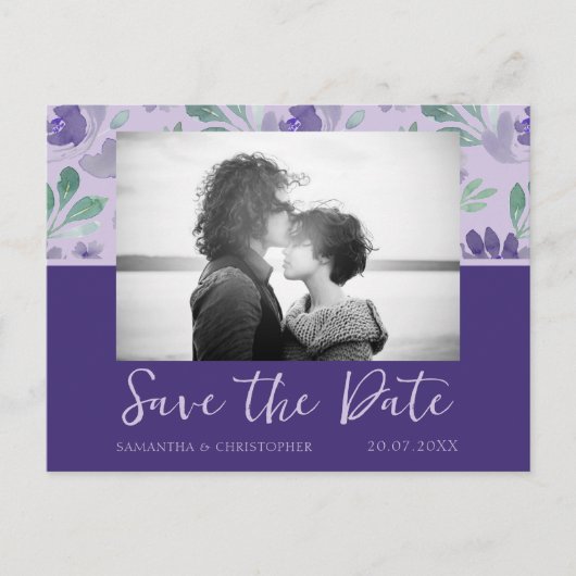 Boho Dark Purple Save the Date 結婚's ポストカード (正面)