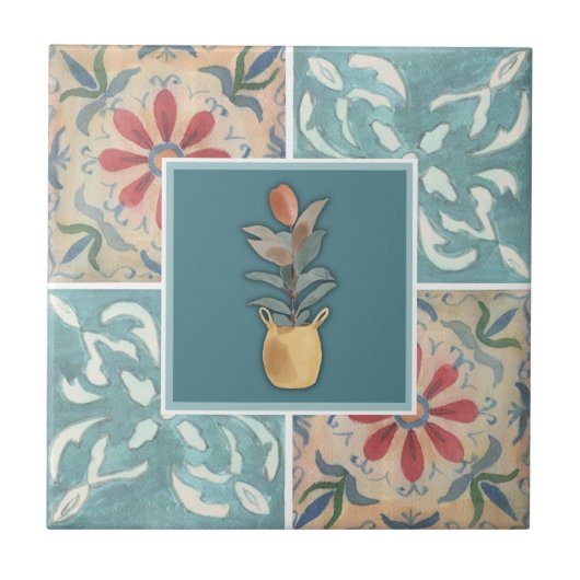 Boho Decorative Tile & Floral Ceramic Tile タイル (正面)