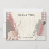 Boho Deer Bear Woodland Forest Plaid Thank You 招待状 (正面)