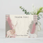 Boho Deer Bear Woodland Forest Plaid Thank You 招待状 (スタンド正面)