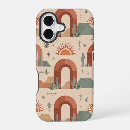 Boho Desert Arches Sunset Minimal Case iPhone 16ケース (裏面)