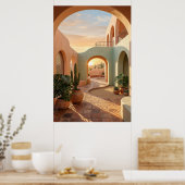 boho-desert-archway-sunset-geometric-courtyard-wal ポスター (キッチン)
