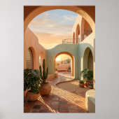 boho-desert-archway-sunset-geometric-courtyard-wal ポスター (正面)