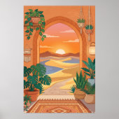 Boho Desert Archway Sunset with Dunes, Hanging Pla ポスター (正面)