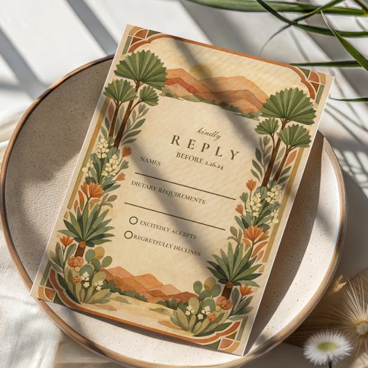 Boho Desert Botanical Wedding 出欠カード