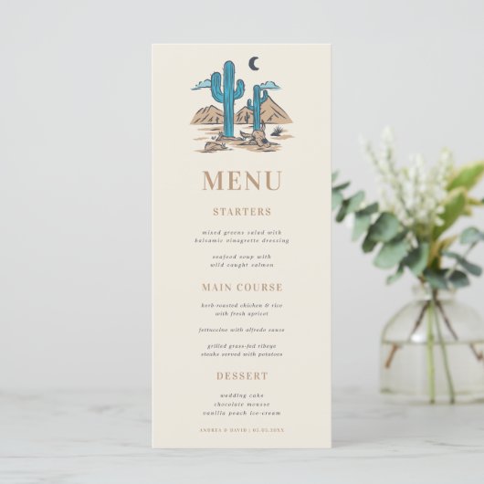 Boho Desert Cactus Arizona Phoenix Wedding メニュー (スタンド正面)