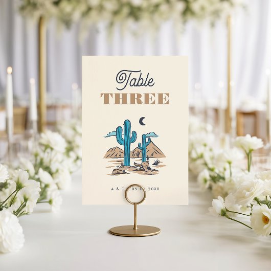 Boho Desert Cactus Arizona Wedding Table Number テーブルナンバー