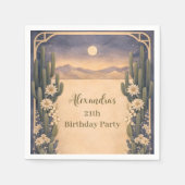 Boho Desert Cactus Birthday スタンダードカクテルナプキン (正面)