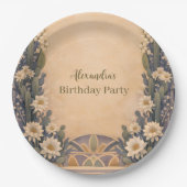 Boho Desert Cactus Birthday ペーパープレート (正面)