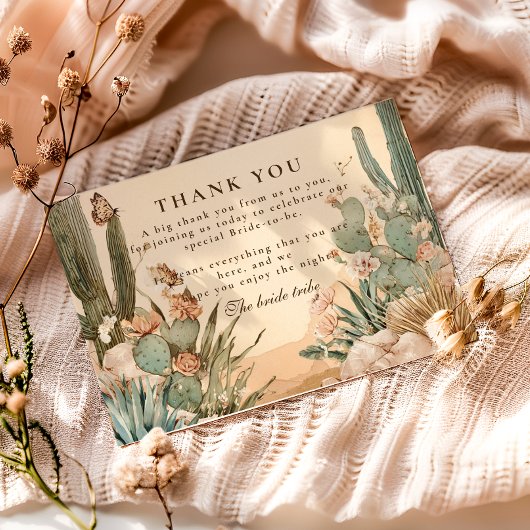 Boho Desert Cactus Bridal Shower サンキューカード