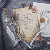 Boho Desert Cactus Elegant QR Code Wedding 招待状