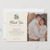 Boho Desert Cactus Retro Arizona 2 Photo Wedding サンキューカード (正面)
