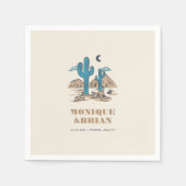 Boho Desert Cactus Retro Phoenix Arizona Wedding スタンダードカクテルナプキン (正面)