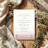 Boho Desert Cactus Rustic Elegant QR Code Wedding 招待状