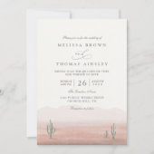 Boho Desert Cactus Rustic Elegant QR Code Wedding 招待状 (正面)