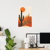 Boho Desert Cactus Sunset Landscape ポスター (ホームオフィス)