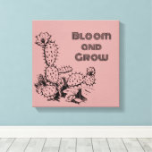 Boho Desert Cactus Wall Art Pink キャンバスプリント (インサイチュ (ウッドフロア))