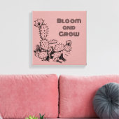 Boho Desert Cactus Wall Art Pink キャンバスプリント (インサイチュ (リビング))