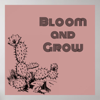 Boho Desert Cactus Wall Art Pink ポスター