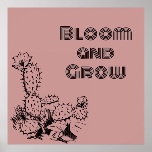 Boho Desert Cactus Wall Art Pink ポスター (正面)