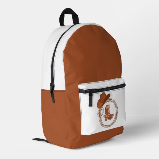 Boho desert cowgirl Cowboy Boots プリントバックパック (裏面左端)