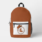 Boho desert cowgirl Cowboy Boots プリントバックパック (正面)