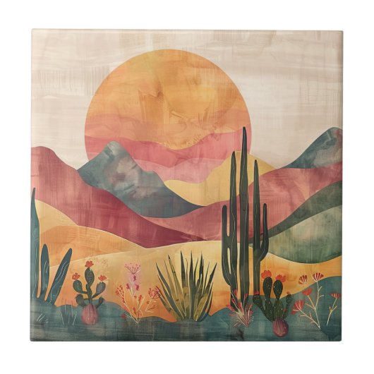 Boho Desert Landscape - Southwestern Nature タイル (正面)