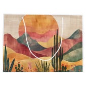 Boho Desert Landscape - Southwestern Nature ラージペーパーバッグ (裏面)