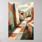 Boho Desert Pathway Sunset, Geometric Arches & Cac ポスター (正面)