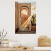 Boho Desert Pink Arches Sunset, Spiral Staircase W ポスター (キッチン)