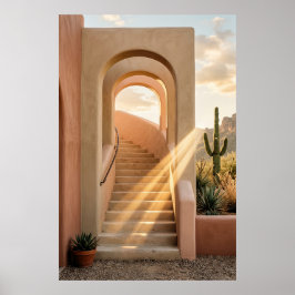 Boho Desert Pink Arches Sunset, Spiral Staircase W ポスター