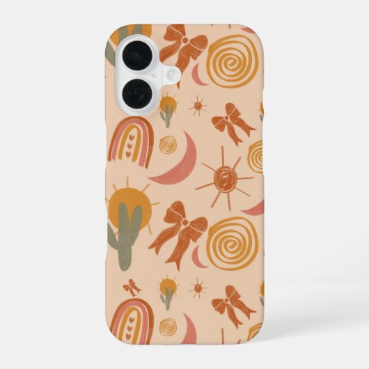 Boho Desert Sun Pattern Phone Case iPhone 16ケース (裏面)