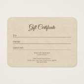 Boho Desert Sun Wellness Business Gift証明書 (裏面)